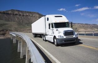 a truck driving